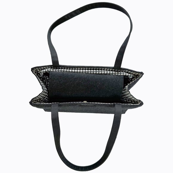 Vintage Kate Spade NY Sam Wool Shoulder Bag Charcoal Gray Houndstooth Y2K Luxury - Picture 9 of 14